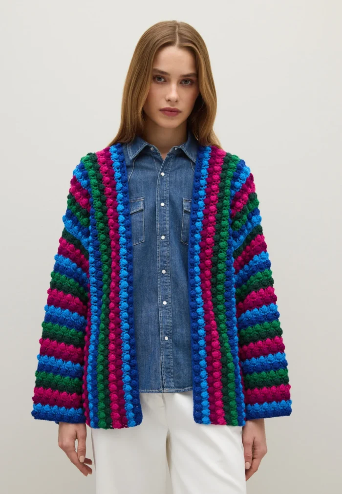 Multicolour Bubble Knit Sweater detail by Halla Fashion Iraq