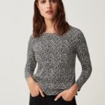 OVS Black/White AOP Long-Sleeve Top