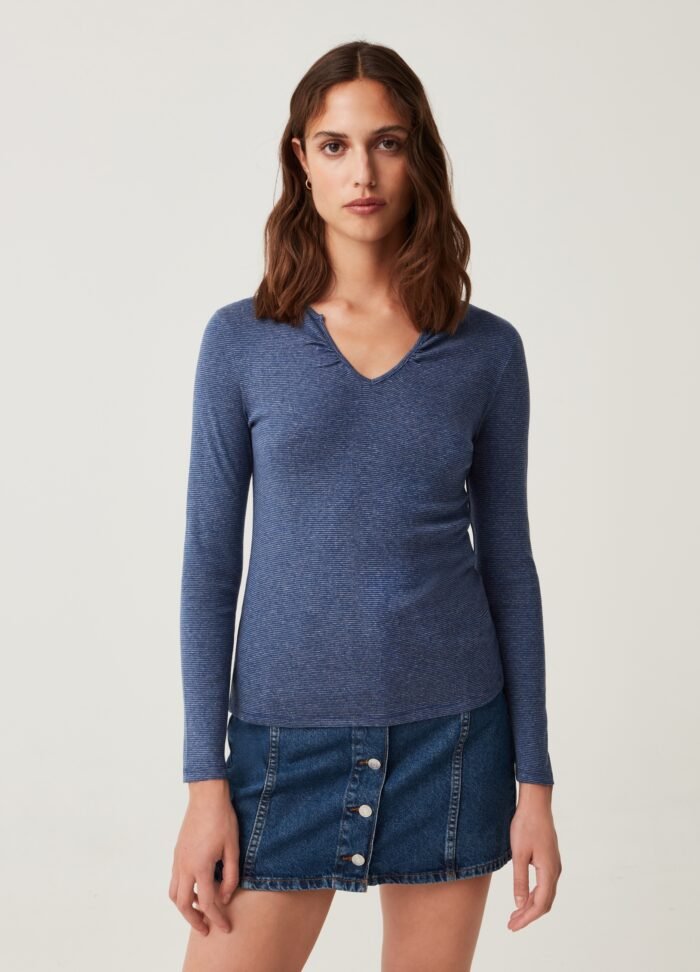 Blue Striped Long-Sleeve Top - Image 2