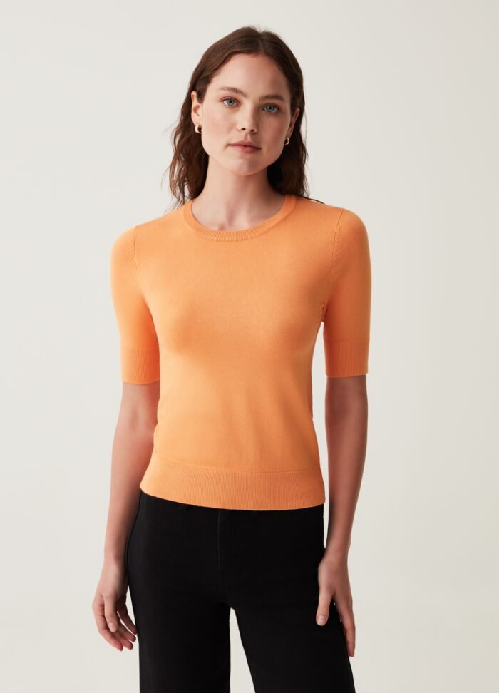 Orange Fine Knit Sweater - Image 2