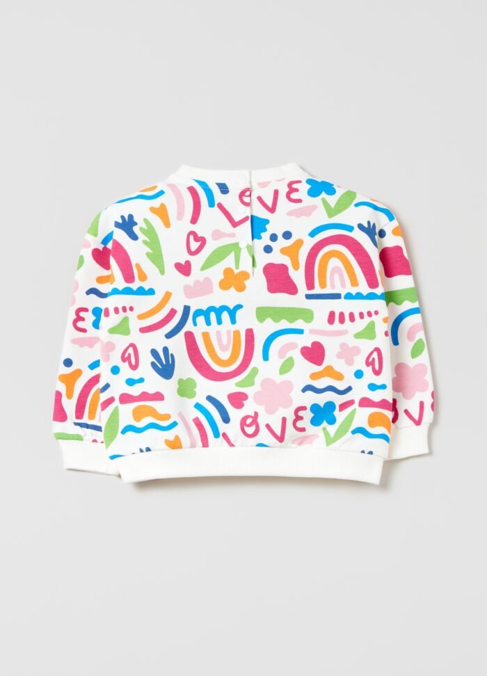 White Printed Round-Neck Sweatshirt - Image 2