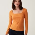 OVS Brown Sequin Long-Sleeve Top