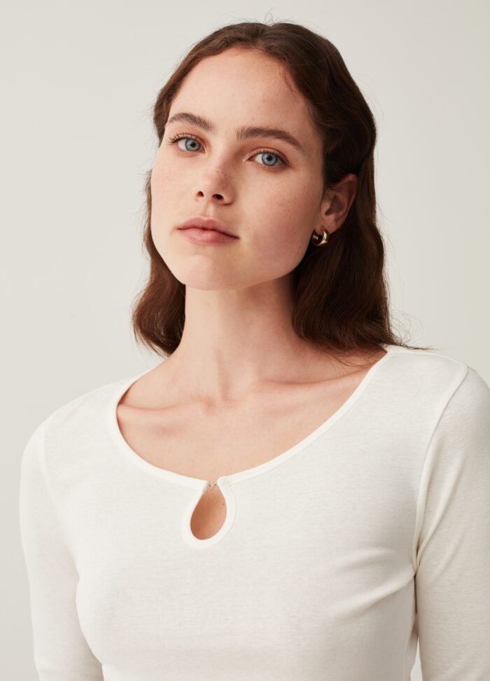 Off White Long-Sleeve Frill Top - Image 2