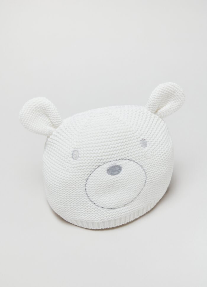 White Tricot Knit Hat - Image 2
