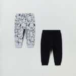 OVS Baby Jogger Set (2-Pack) – Printed & Plain Cotton Pants
