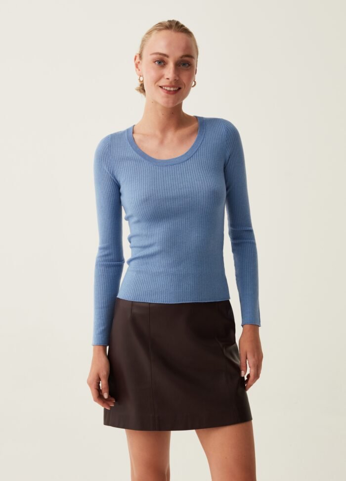 Blue Deep V-Neck Sweater - Image 2