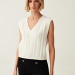 OVS Off White Cable Knit Gilet