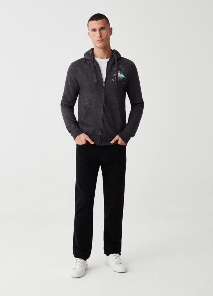 Dark Grey Full-Zip Fleece Jacket - Image 2