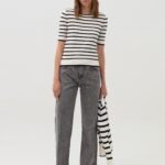 OVS Cream/Navy Stripe Fine Knit Sweater