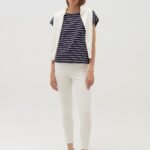 OVS Navy/White Kimono-Style Top