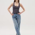 OVS Charcoal Lurex Ribbed Top