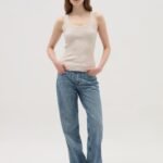 OVS Ecru Lurex Ribbed Top