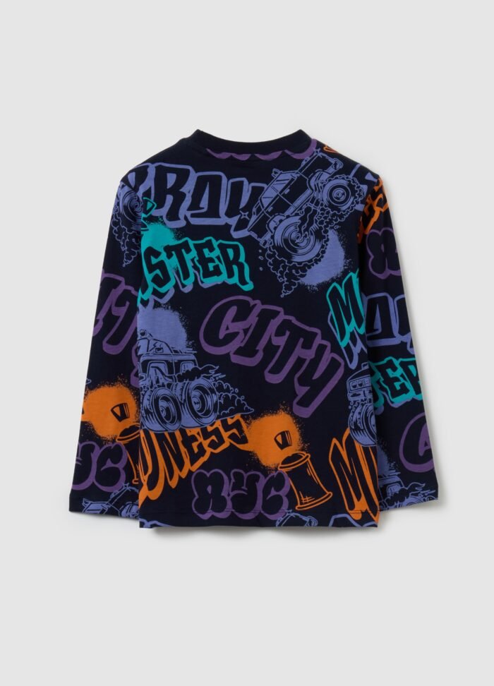 Dark Blue Printed T-Shirt - Image 2