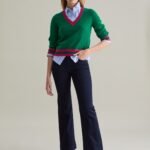 OVS Green/Pink Tennis-Stripe Wool Sweater