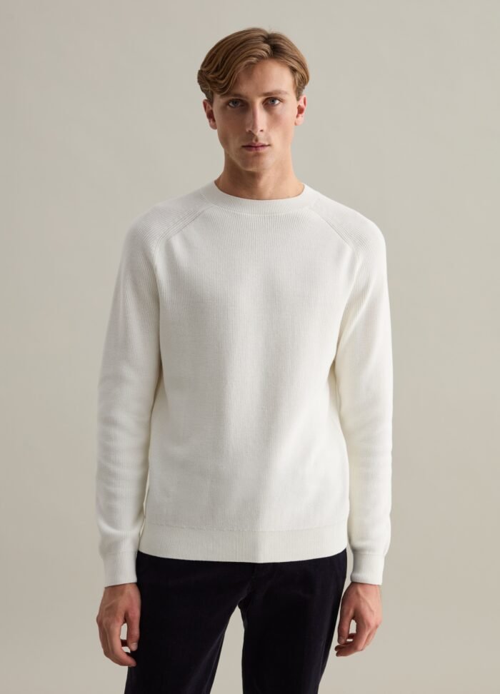 Off White Round-Neck Pullover Sweater - Image 2