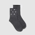OVS Grey Marl Heart-Print Ankle Socks