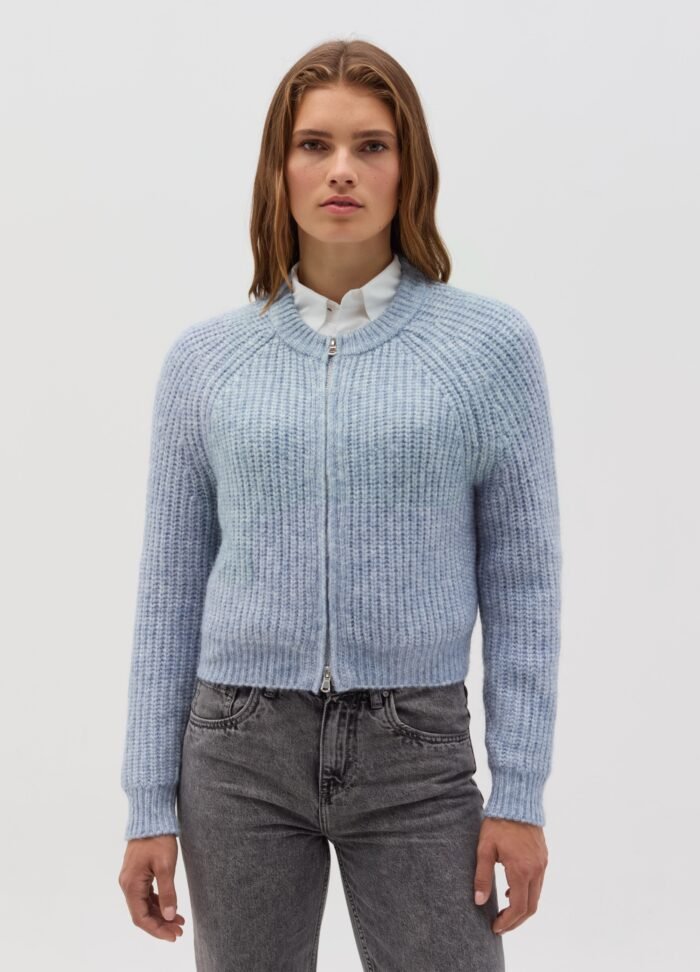 Blue Zip-Up Cardigan - Image 2