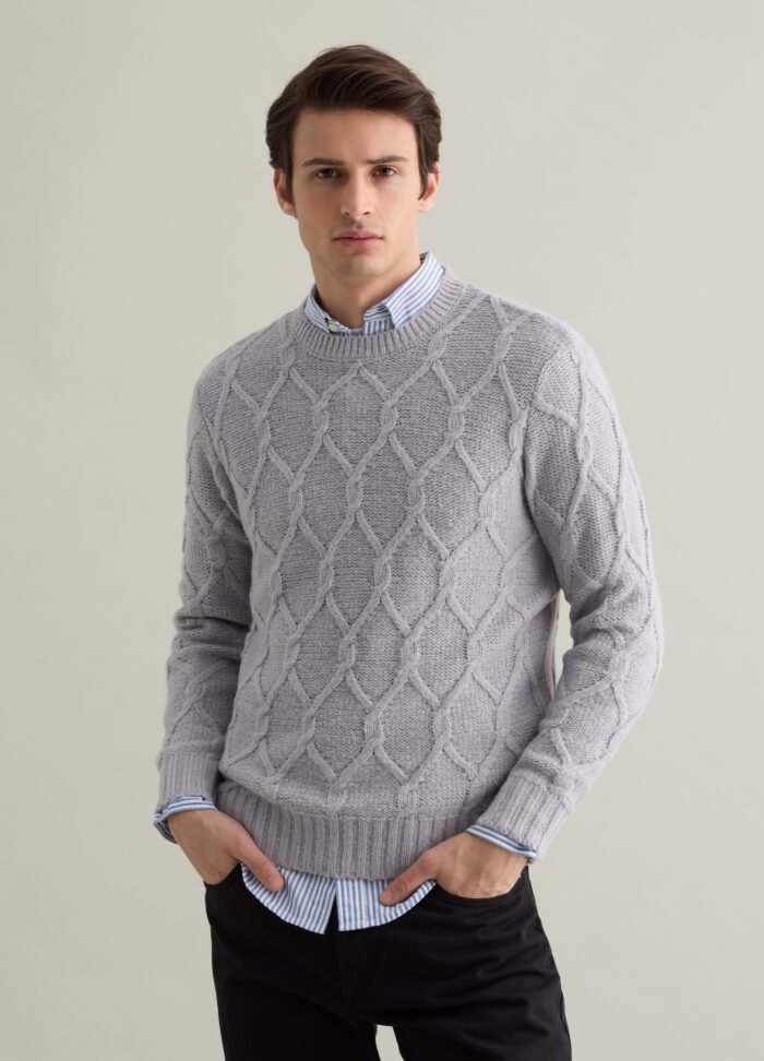 Light Grey Round-Neck Pullover Sweater - Image 2
