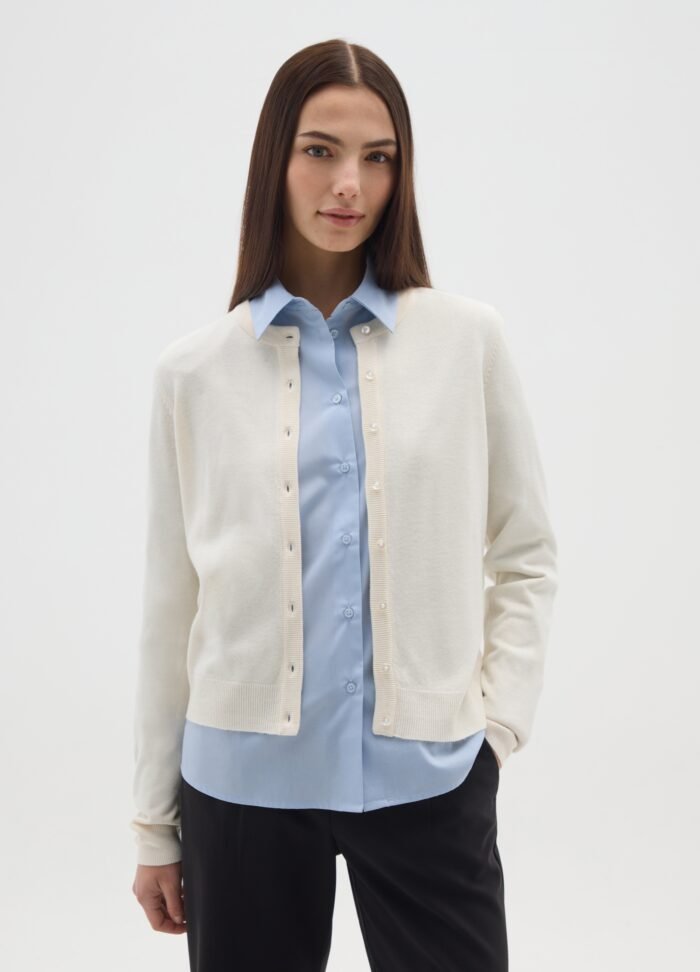 Light Grey Open-Front Cardigan styled for women's fashion in Iraq