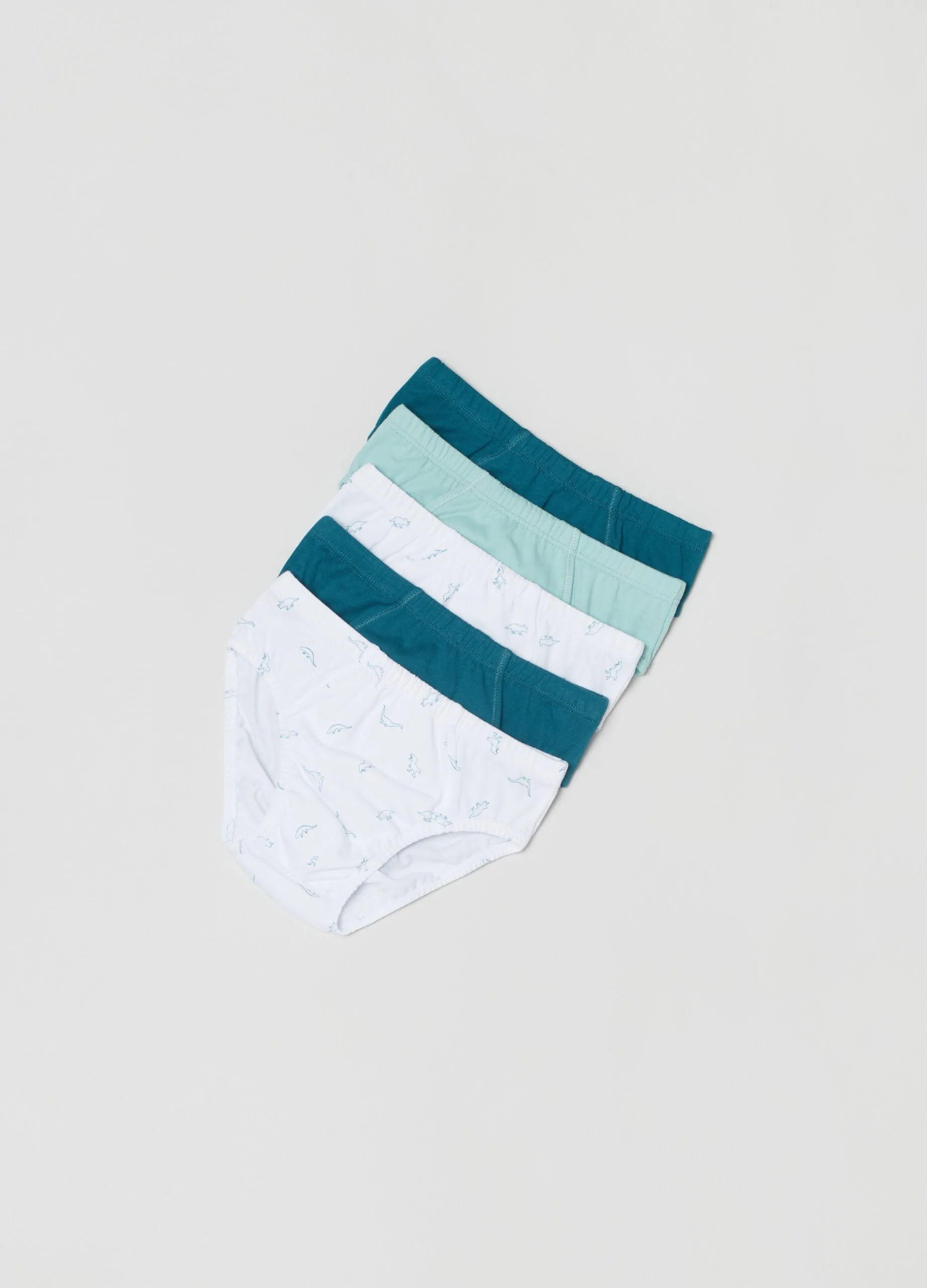 Boys' Briefs – 5 Pack, Green & White - Image 1