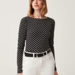 OVS Boat Neck Ls W/Aop Green/