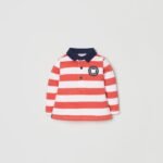 OVS Polo L/S Offwhite + Red