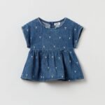 OVS Blouse W/Embro Med Blue D
