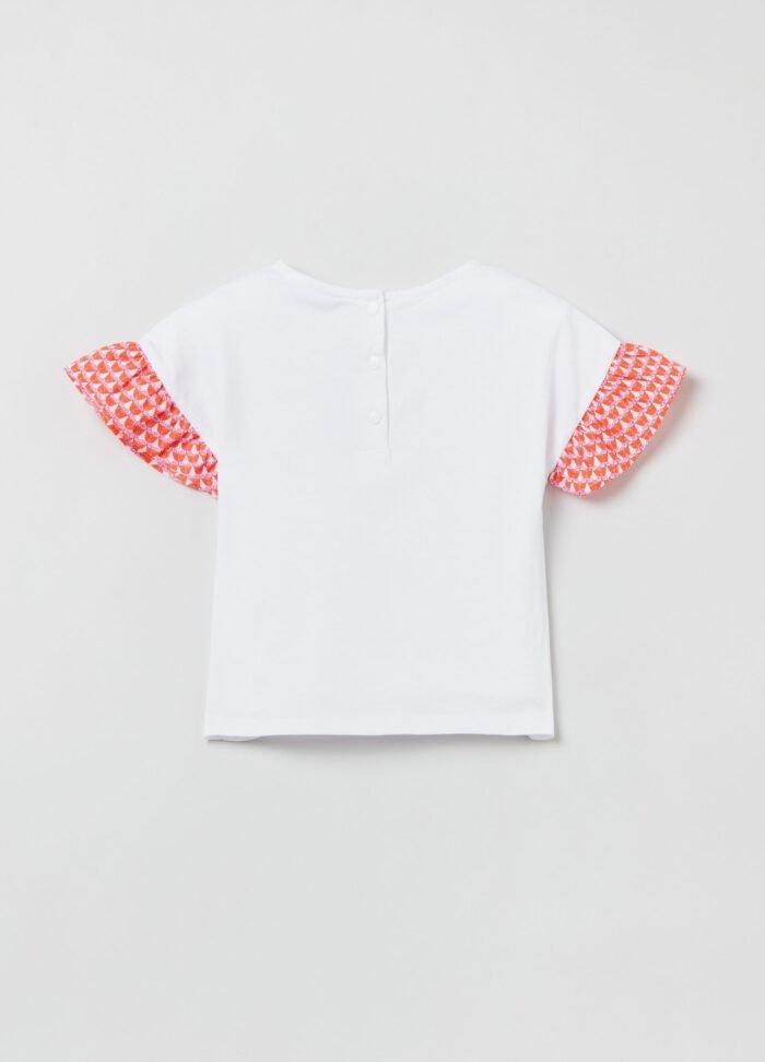 T-Shirt W/Aop Slee White - Image 2