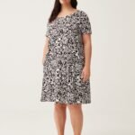 OVS Aop Dress 255 Black +Whit