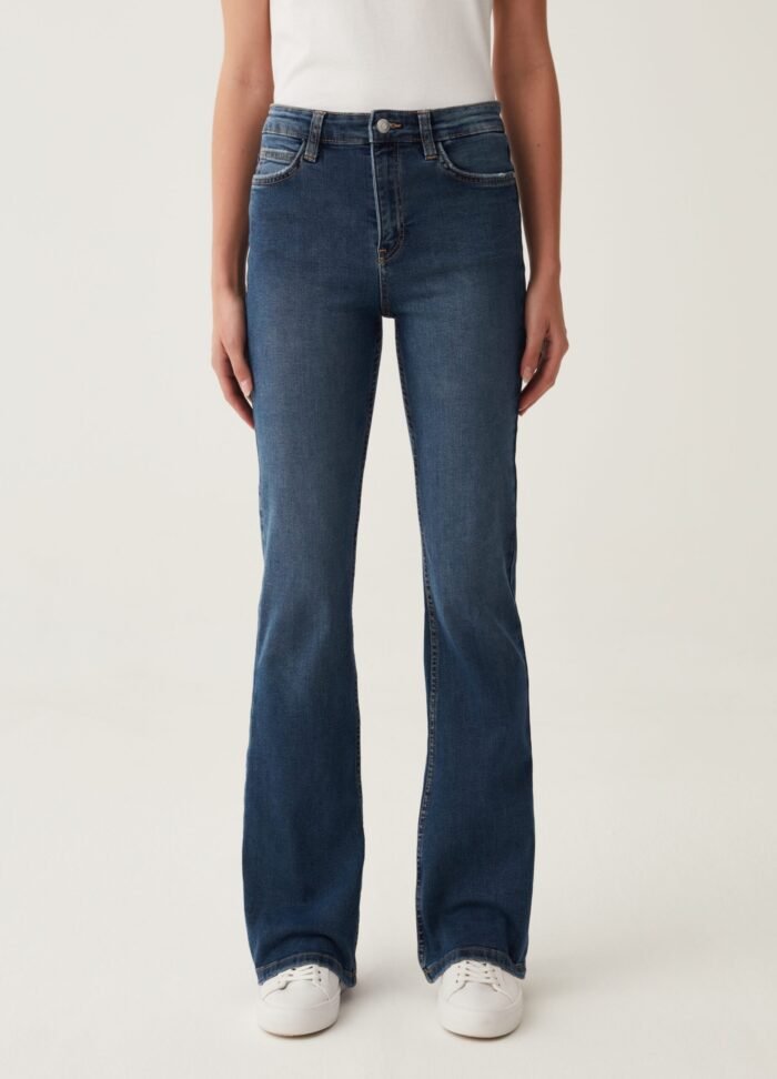 Women's Full Length Flare Jeans – Medium Blue - Image 2