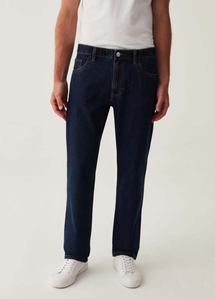 ⁦Men's Regular Fit Jeans – Dark Blue⁩ - الصورة ⁦2⁩