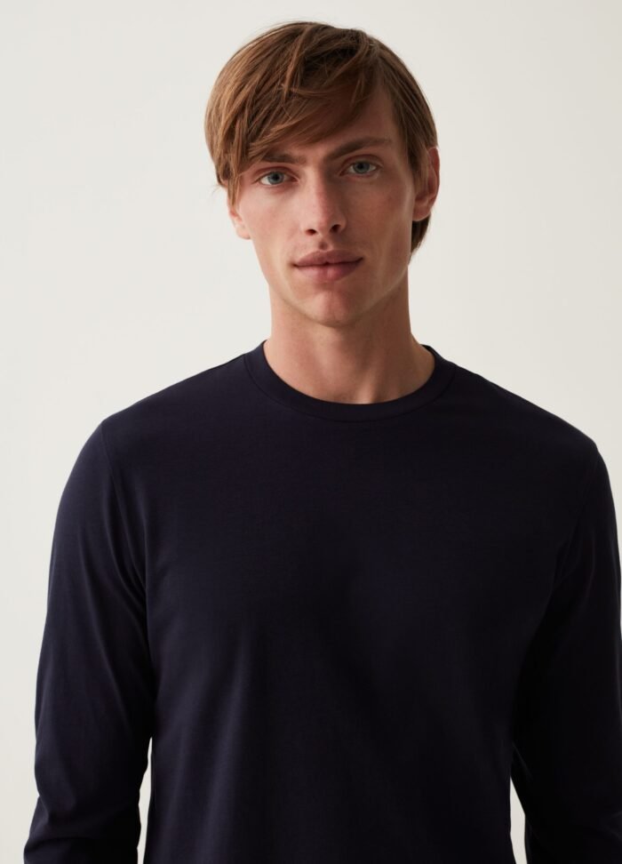 Men's Long Sleeve T-Shirt – Navy - Image 2