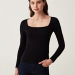 OVS Top Ls W/Squ Dark Black
