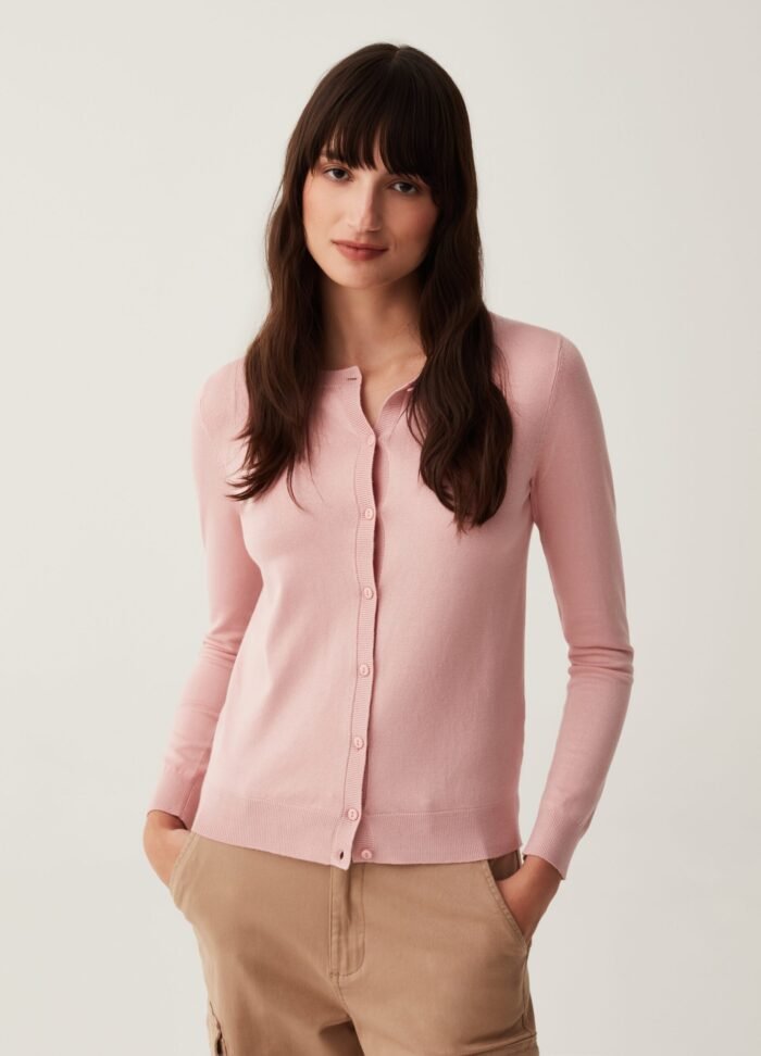 Women's Basic Cardigan – Misty Rose - Image 2