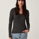 OVS Ls Top Fancy Nero/Bianco