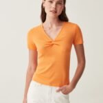 OVS Ss Ts W/Knot Tangerine