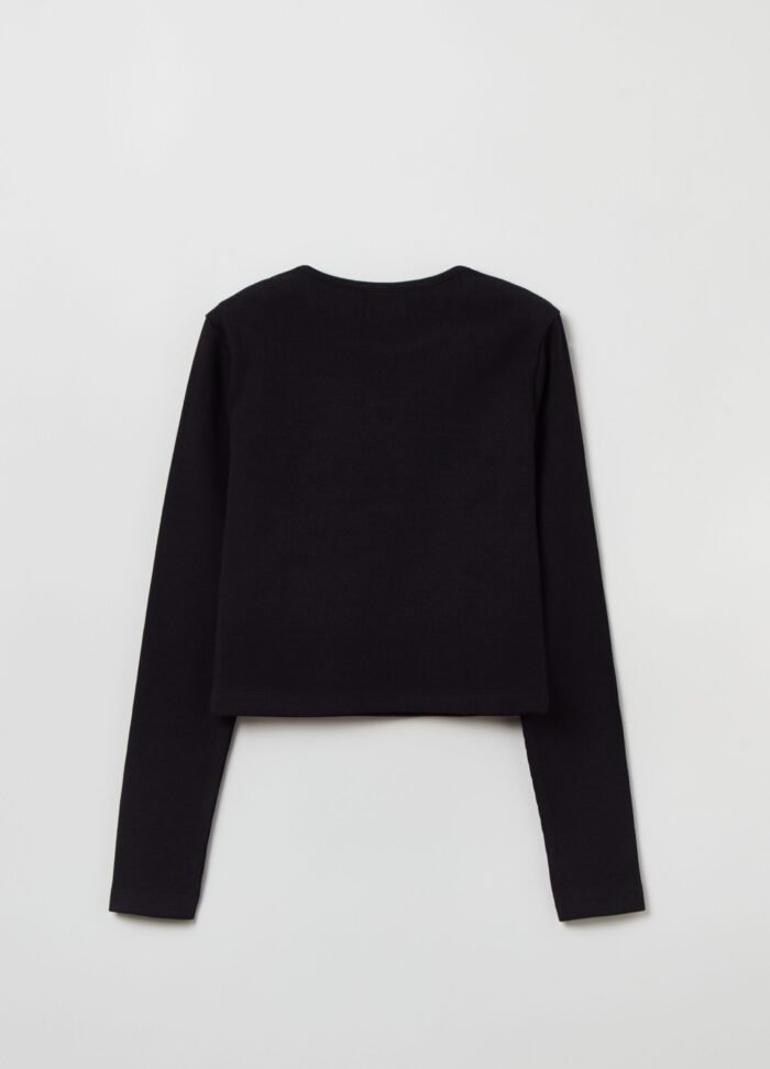 ⁦Girls' Long Sleeve T-Shirt – Black⁩ - الصورة ⁦2⁩