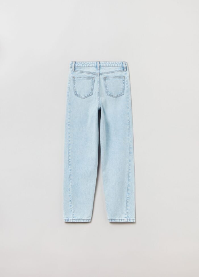 Girls' Mom Fit Jeans – Light Wash - Image 2