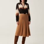 OVS Pleated Skir Toffee