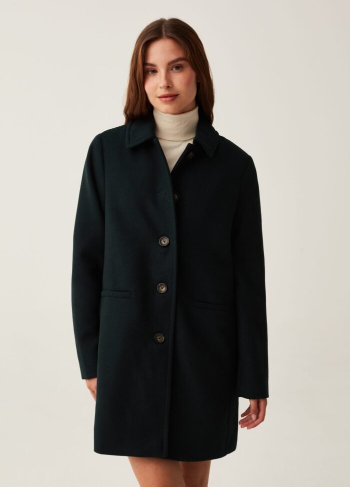 Women's Wool-Blend Coat – Atlantic Deep - Image 2