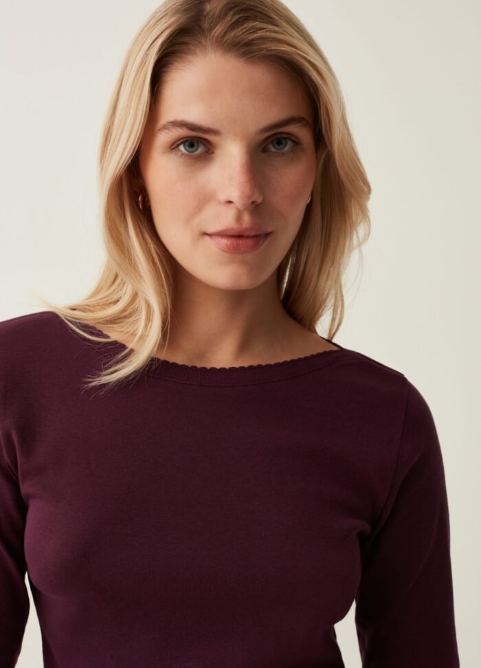 Ls Top W/Pic Italian Plum - Image 2
