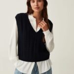 OVS Cables Vest Navy Blue
