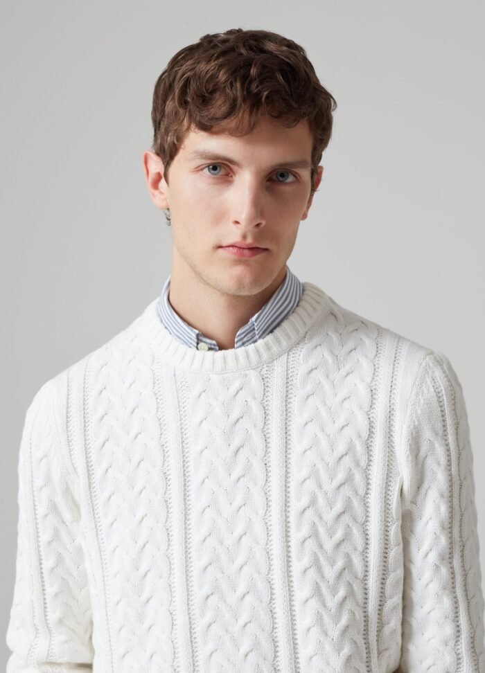 ⁦Men's Cotton-Blend Jumper – Star White⁩ - الصورة ⁦2⁩