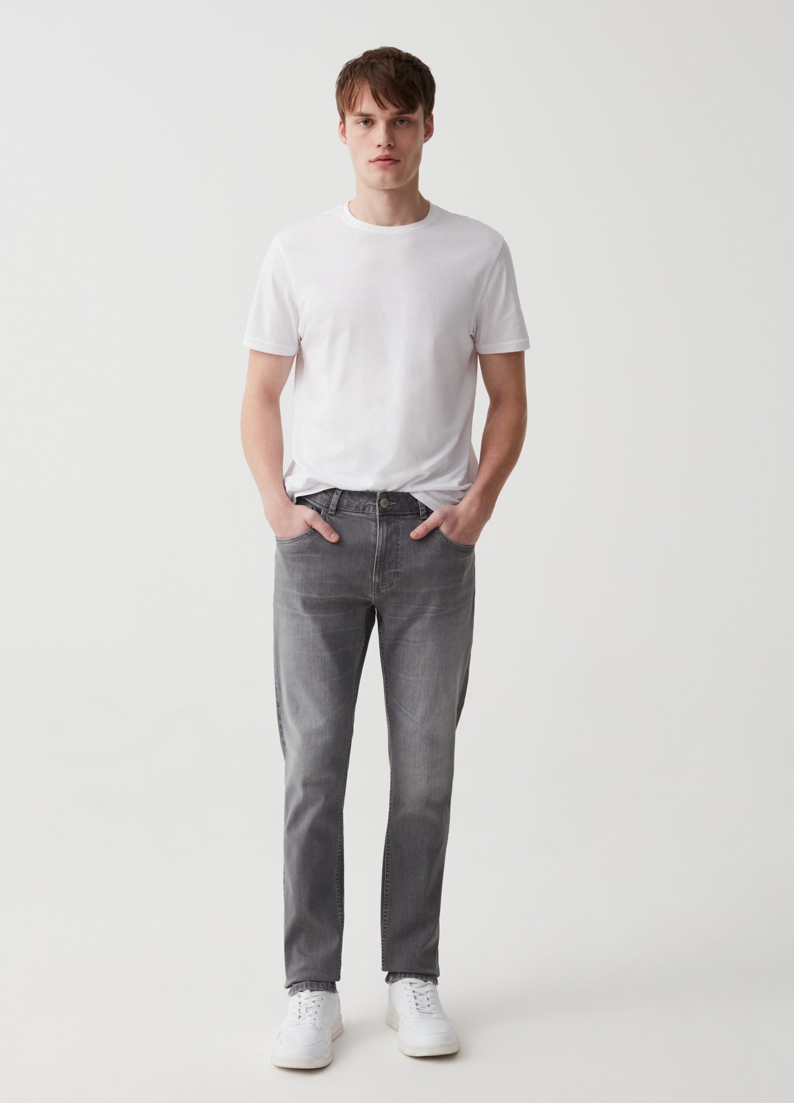 12823896.jpg Men's Skinny Jeans – Light Grey - Image 1