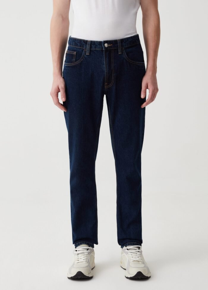 ⁦Men's Slim Jeans – Dark Blue⁩ - الصورة ⁦2⁩