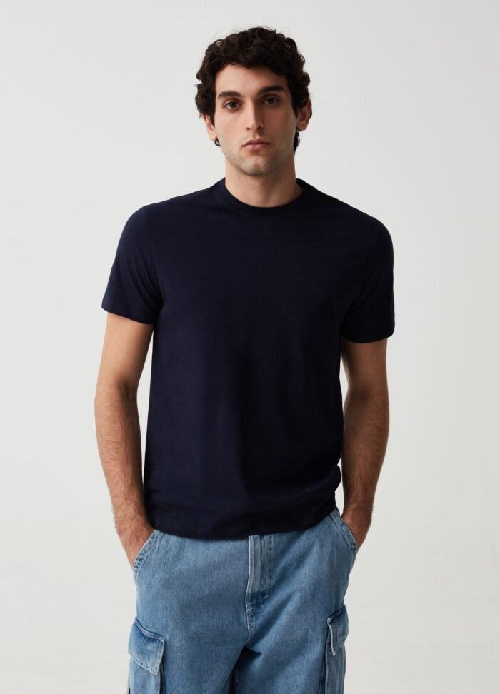 ⁦Men's Round-Neck T-Shirt – Navy⁩ - الصورة ⁦2⁩