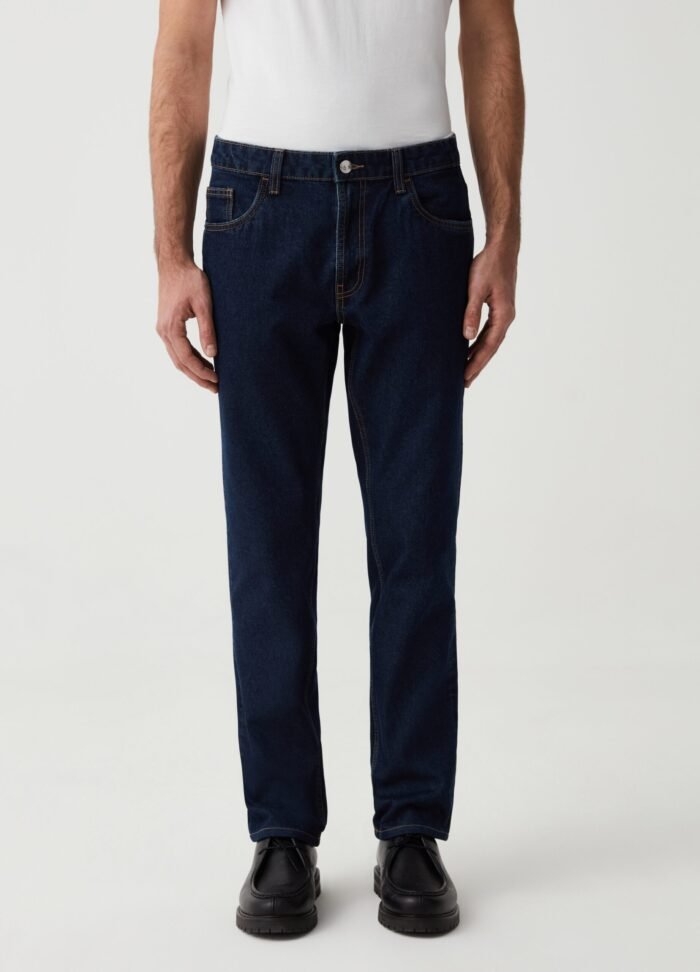 ⁦Men's Regular Jeans – Dark Blue⁩ - الصورة ⁦2⁩