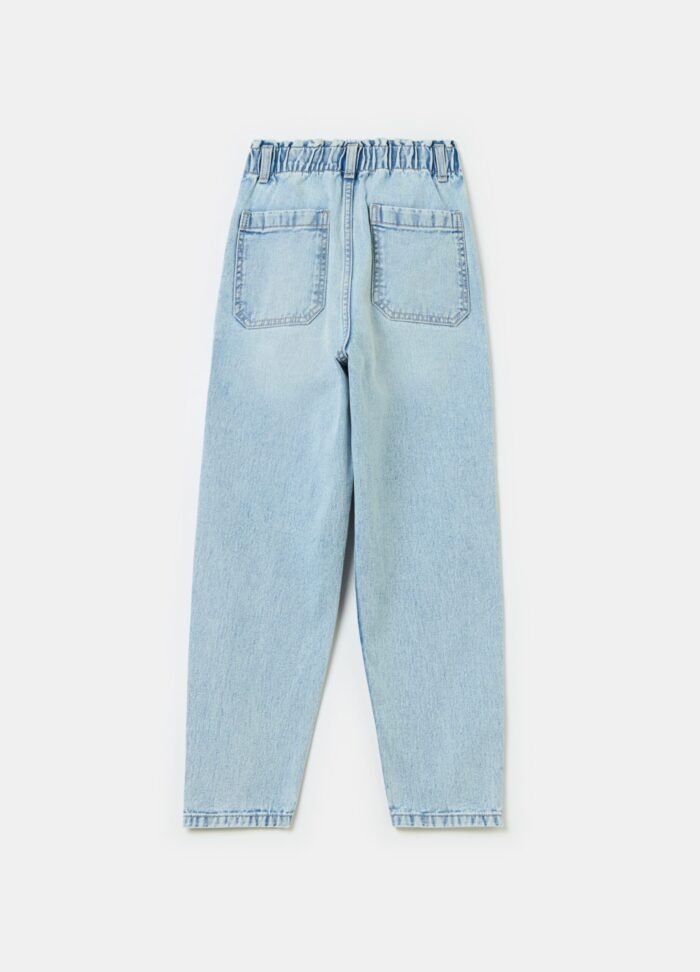 Girls' Paper-Bag Waist Jeans – Light Blue - Image 2