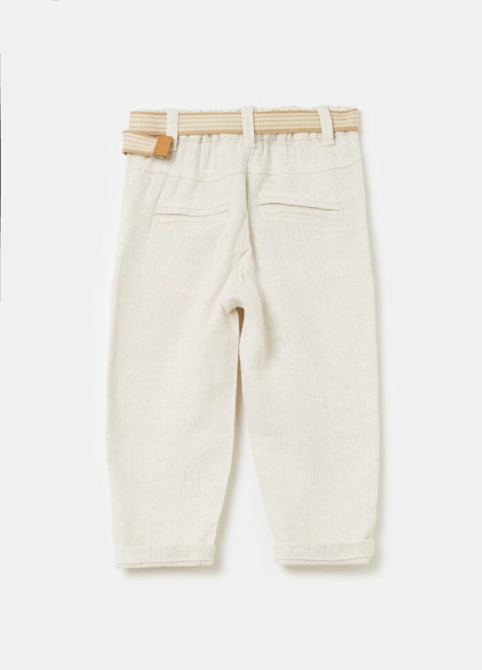 ⁦Boys' Linen-Blend Trousers – Off White⁩ - الصورة ⁦2⁩