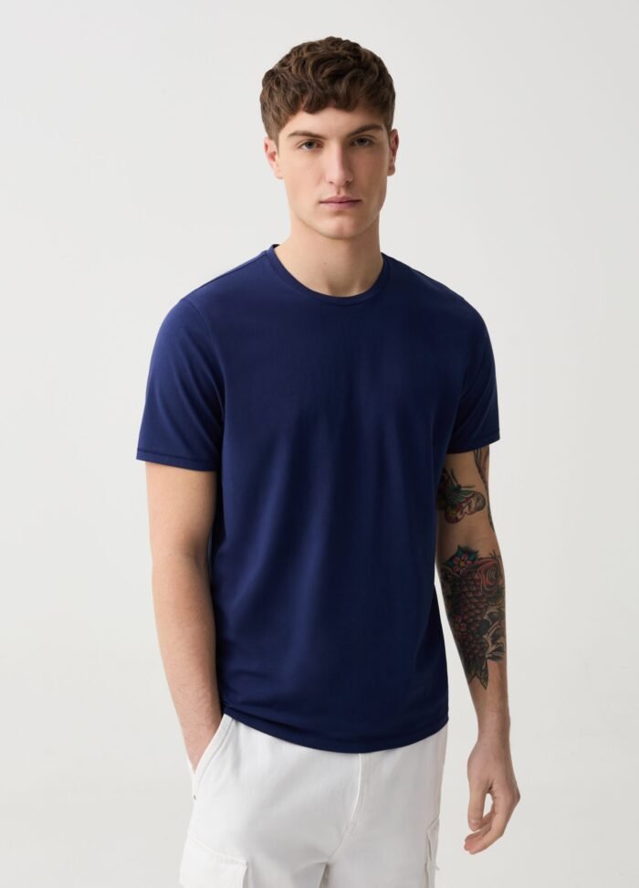 Men's Stretch T-Shirt – Navy - Image 2